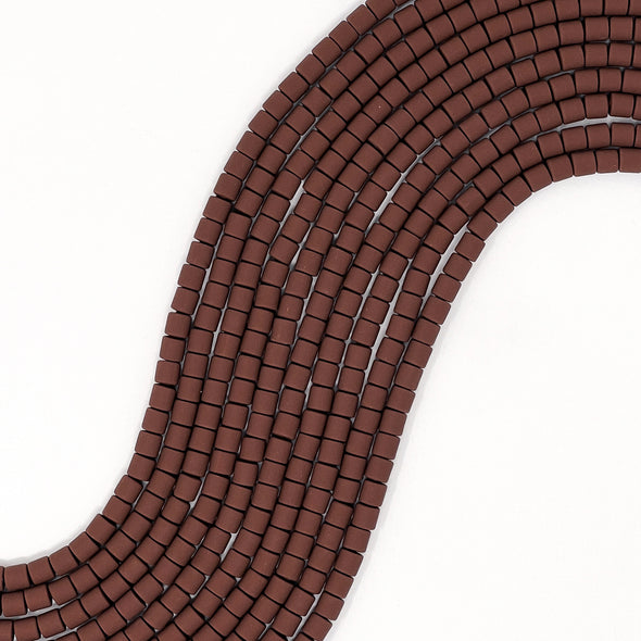 Polymer Clay Barrel Beads - Brown