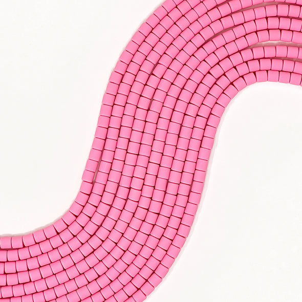 Polymer Clay Barrel Beads - Bubblegum Pink