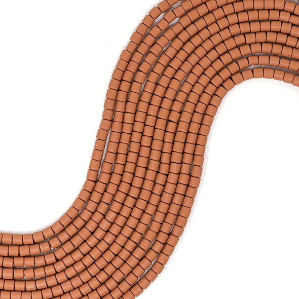 Polymer Clay Barrel Beads - Camel