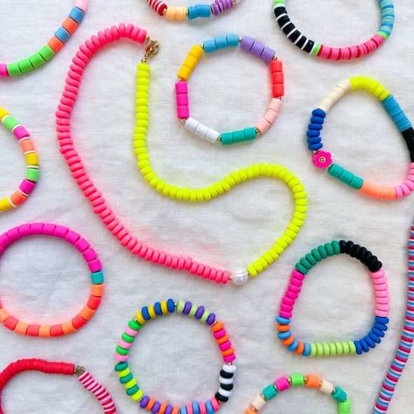 Polymer Clay Rondelle Beads, 6mm - Bubblegum Pink