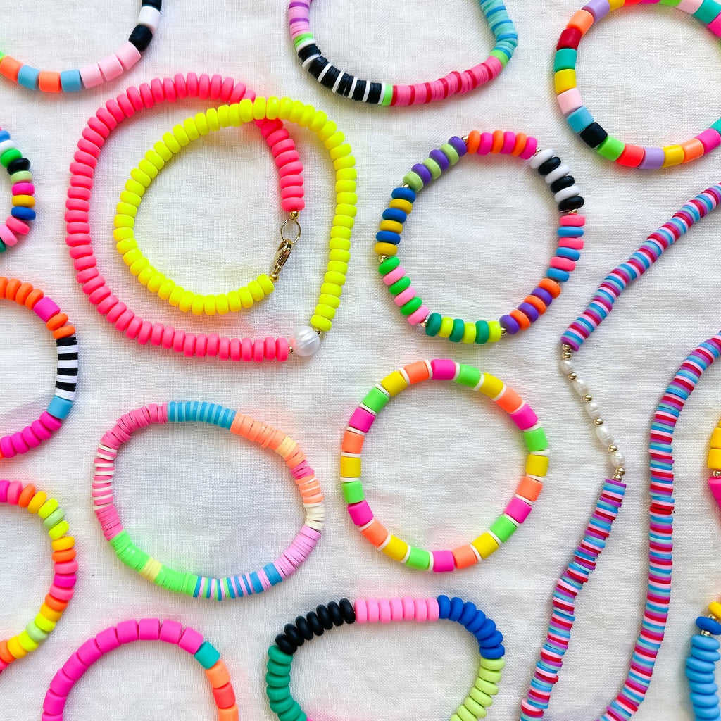 Polymer Clay Rondelle Beads, 6mm - White