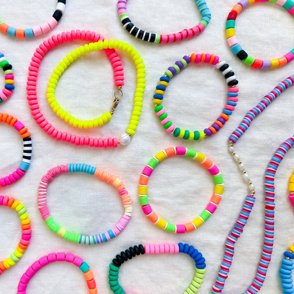 Polymer Clay Rondelle Beads, 6mm - White