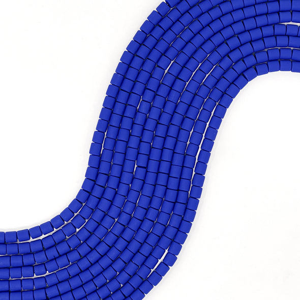 Polymer Clay Barrel Beads - Deep Blue