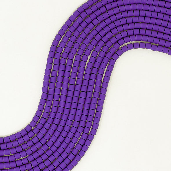 Polymer Clay Barrel Beads - Deep Purple