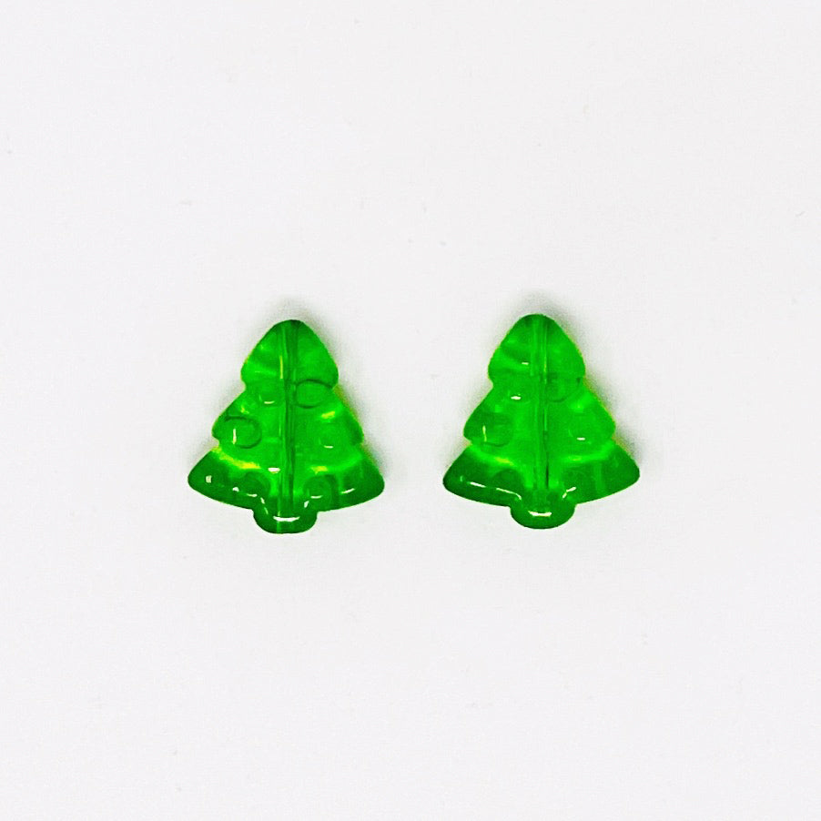 Green Glass Christmas Tree Beads (2 pcs) – The Neon Tea Party