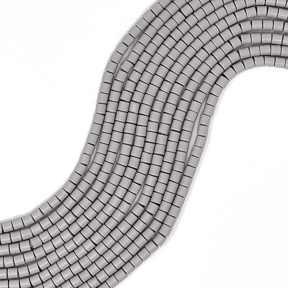 Polymer Clay Barrel Beads - Grey