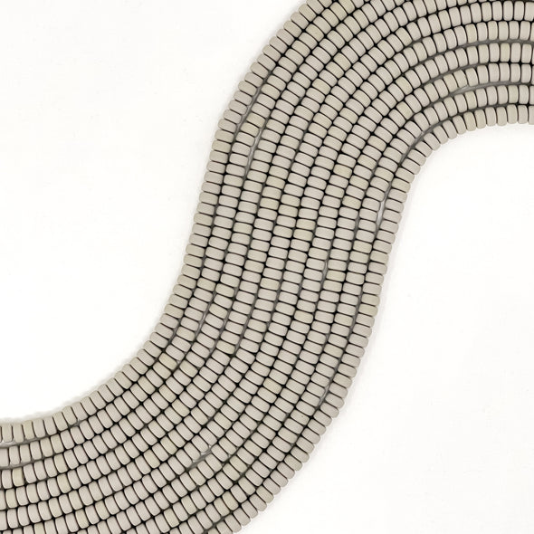 Polymer Clay Rondelle Beads, 6mm - Grey