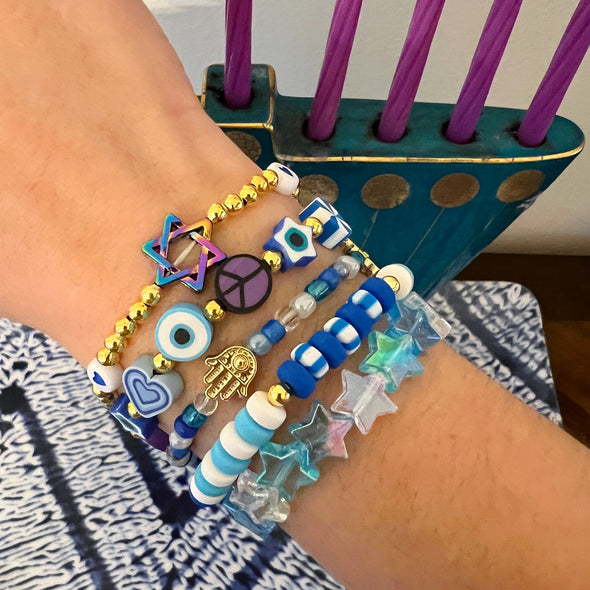 Holiday Bead Mix w/ String - Hanukkah