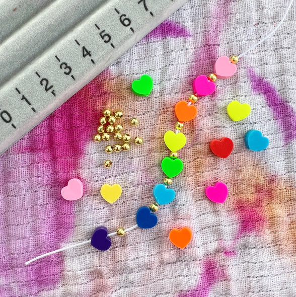 Polymer Clay Bright Heart Bead Strand