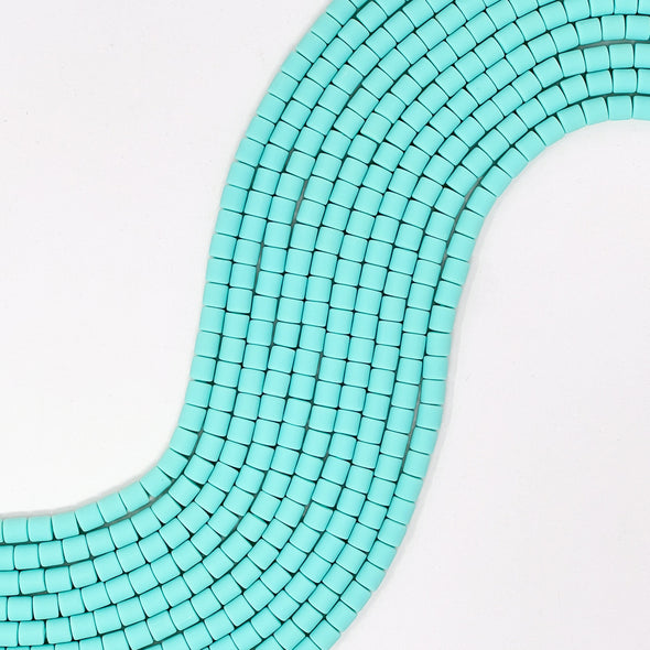 Polymer Clay Barrel Beads - Light Aqua