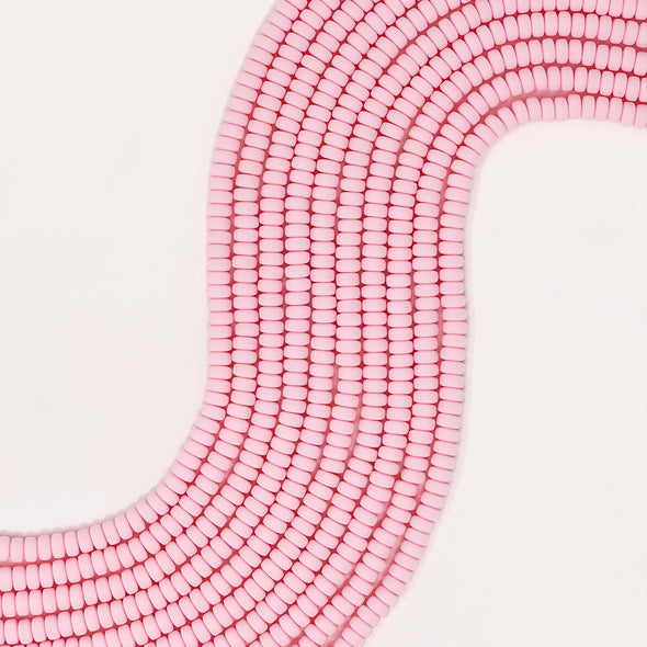 Polymer Clay Rondelle Beads, 6mm - Pale Pink