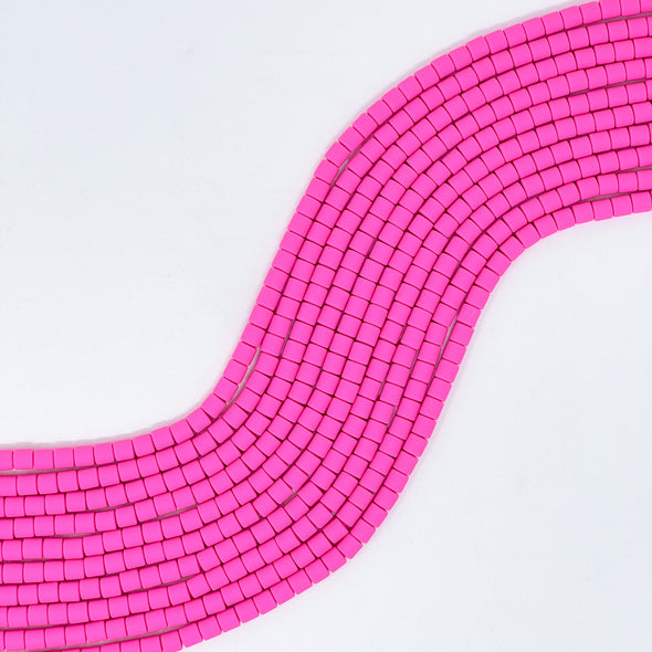 Polymer Clay Barrel Beads - Fuchsia