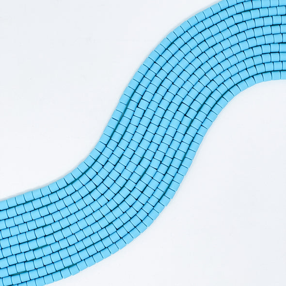 Polymer Clay Barrel Beads - Sky Blue