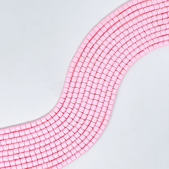 Polymer Clay Barrel Beads - Light Pink