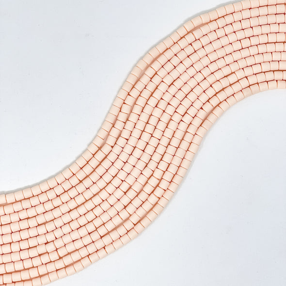 Polymer Clay Barrel Beads - Pale Peach