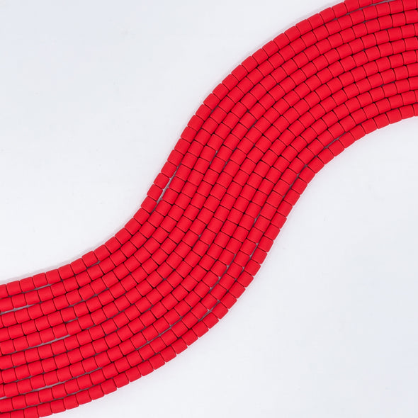 Polymer Clay Barrel Beads - Red