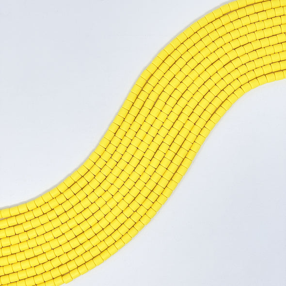 Polymer Clay Barrel Beads - Soft Yellow