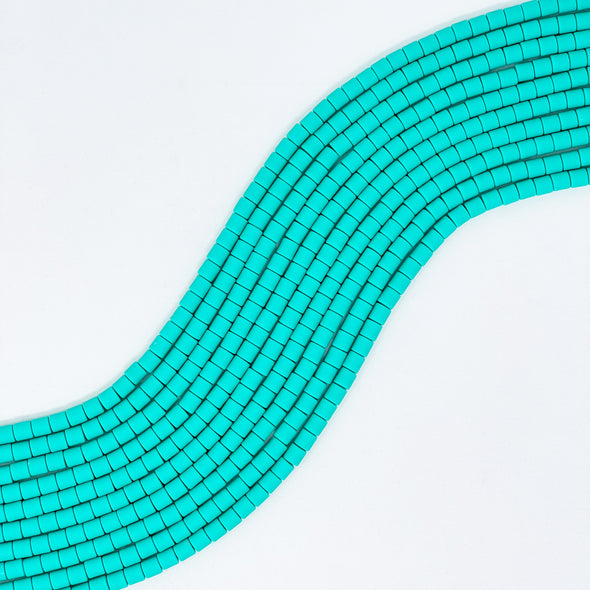 Polymer Clay Barrel Beads - Aqua