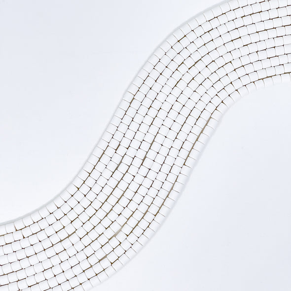 Polymer Clay Barrel Beads - White
