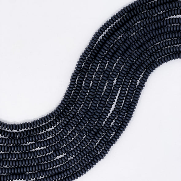 Polymer Clay Rondelle Beads, 6mm - Black