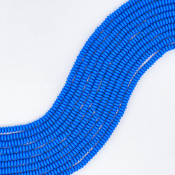 Polymer Clay Rondelle Beads, 6mm - Royal Blue