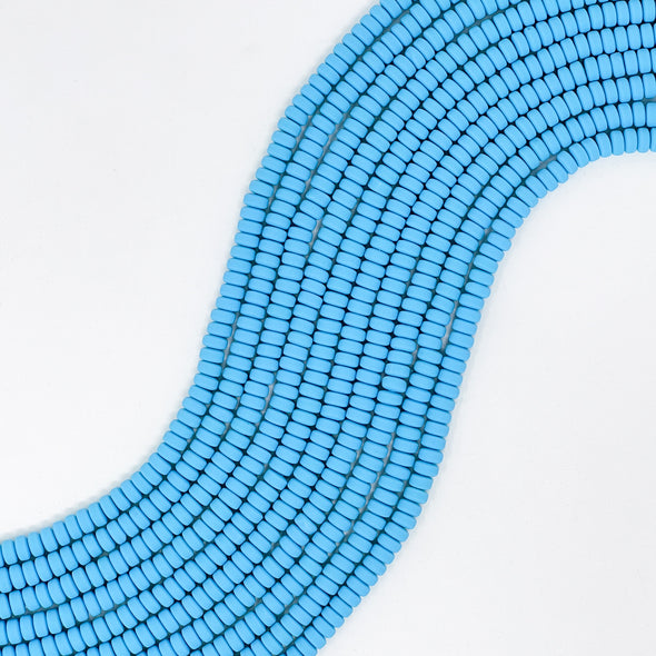 Polymer Clay Rondelle Beads, 6mm - Sky Blue