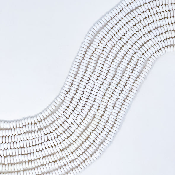 Polymer Clay Rondelle Beads, 6mm - White