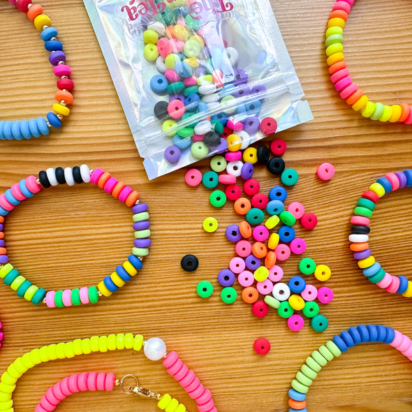 Polymer Clay Rondelle Beads, 6mm - Red