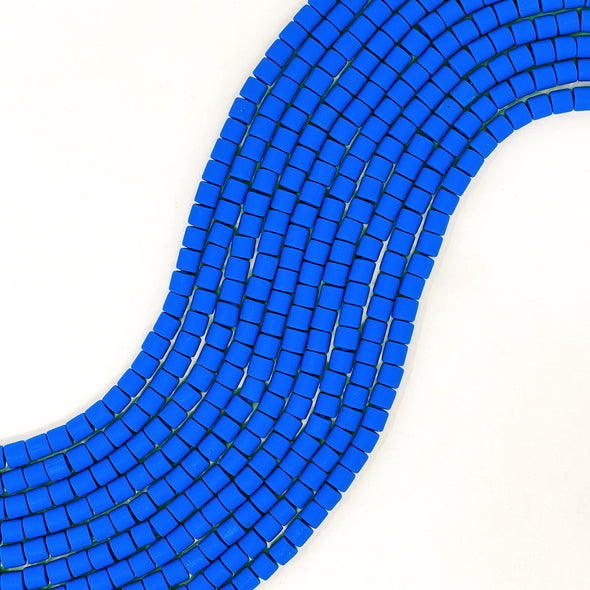Polymer Clay Barrel Beads - Royal Blue