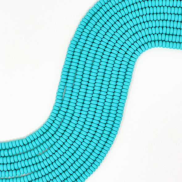 Polymer Clay Rondelle Beads, 6mm - Turquoise