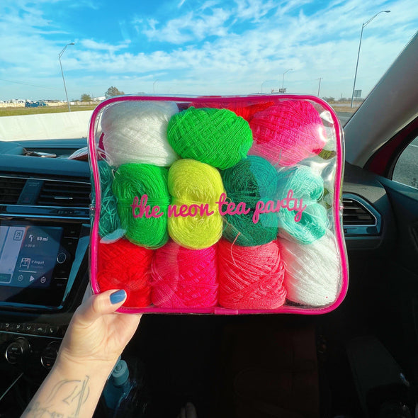 TNTP Vinyl Craft Pouch, Medium The Neon Tea Party 