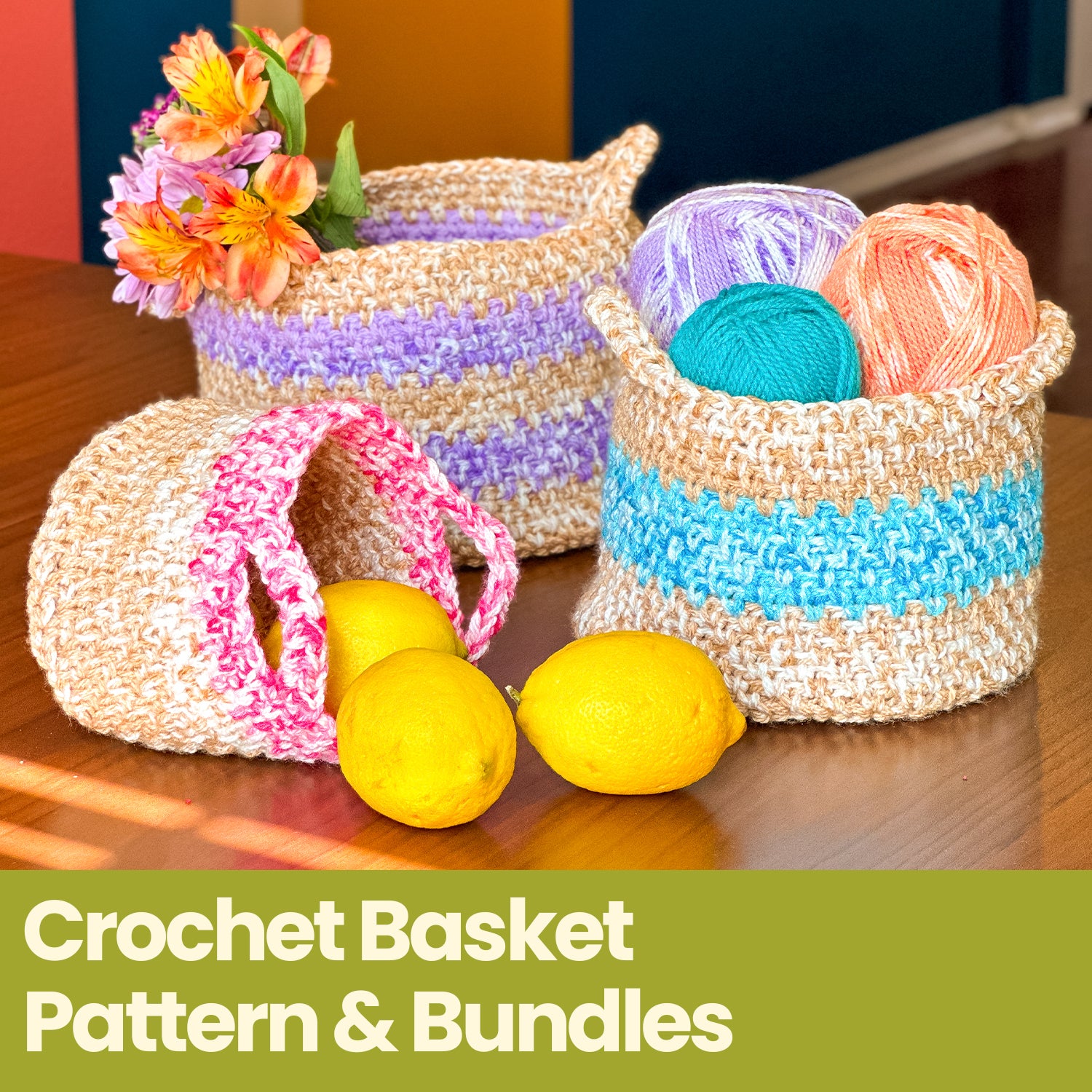 Crochet Baskets Crochet Pattern & Bundles The Neon Tea Party