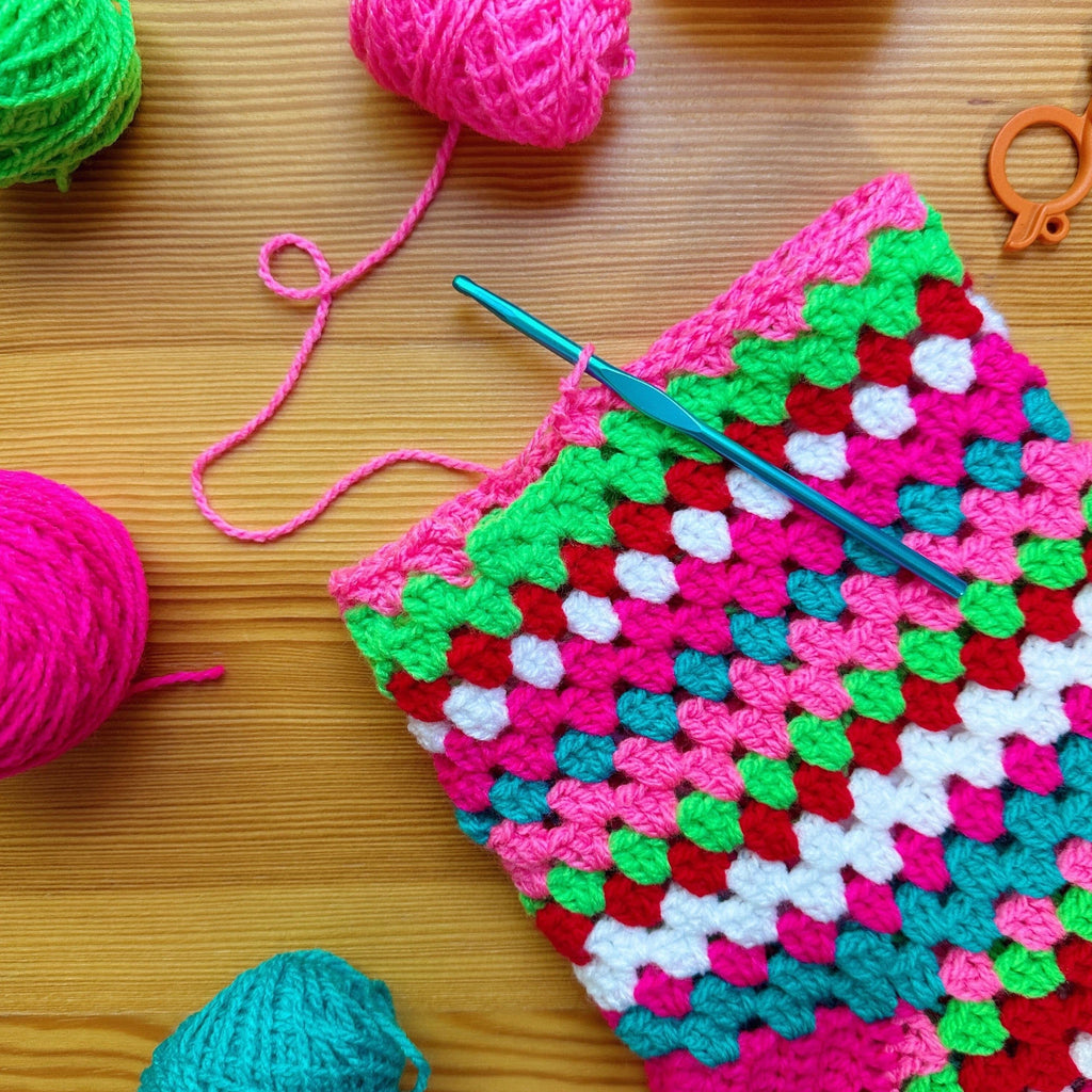Granny Stripe Stocking Crochet Pattern & Yarn Bundles The Neon Tea Party
