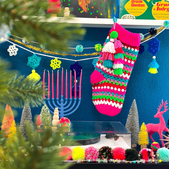 Granny Stripe Stocking Crochet Pattern & Yarn Bundles The Neon Tea Party