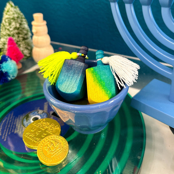 Wooden Dreidel The Neon Tea Party