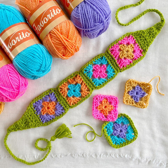 Granny Square Headband - Bundle Crochet Pattern The Neon Tea Party