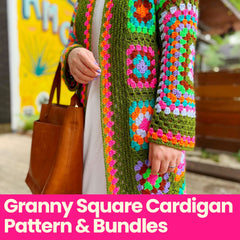 Granny Square Cardigan - Pattern & Yarn Bundles Needlecraft Patterns The Neon Tea Party