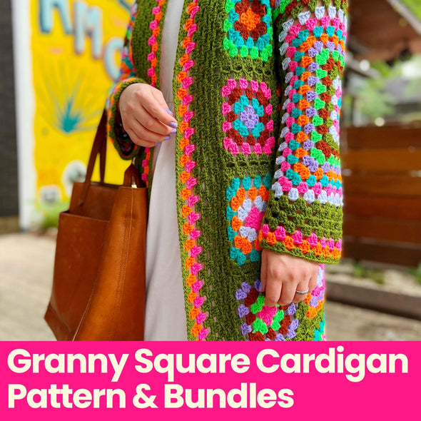 Granny Square Cardigan - Pattern & Yarn Bundles Needlecraft Patterns The Neon Tea Party 