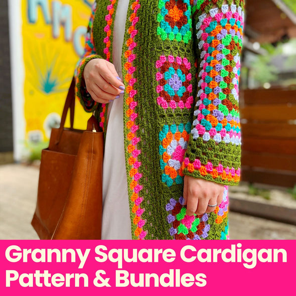 Granny Square Cardigan - Pattern & Yarn Bundles Needlecraft Patterns The Neon Tea Party