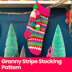 Granny Stripe Stocking Crochet Pattern & Yarn Bundles The Neon Tea Party Pattern Only