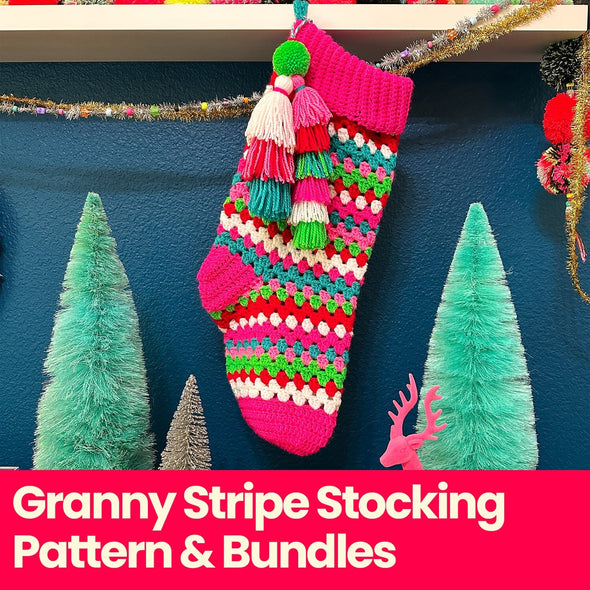 Granny Stripe Stocking Crochet Pattern & Yarn Bundles The Neon Tea Party