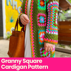 Granny Square Cardigan - Pattern & Yarn Bundles Needlecraft Patterns The Neon Tea Party Granny Square Cardigan - PATTERN ONLY