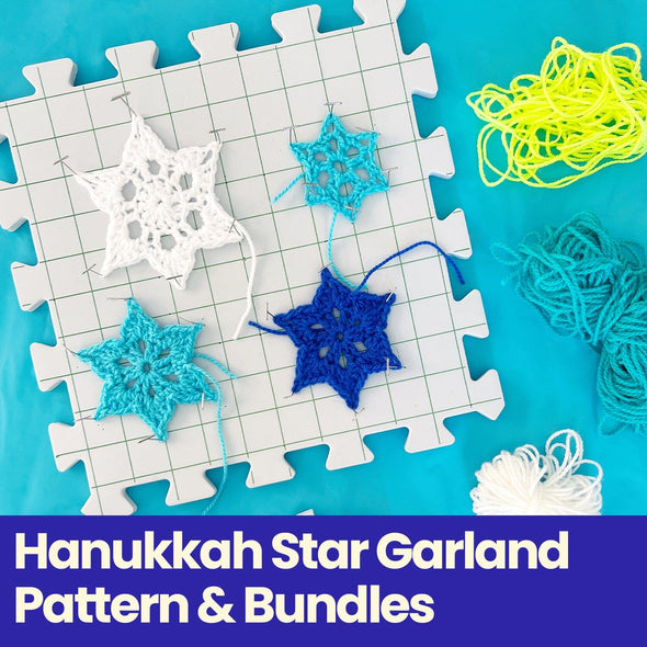 Hanukkah Star Garland Crochet Pattern & Yarn Bundles Thread & Yarn Spools The Neon Tea Party