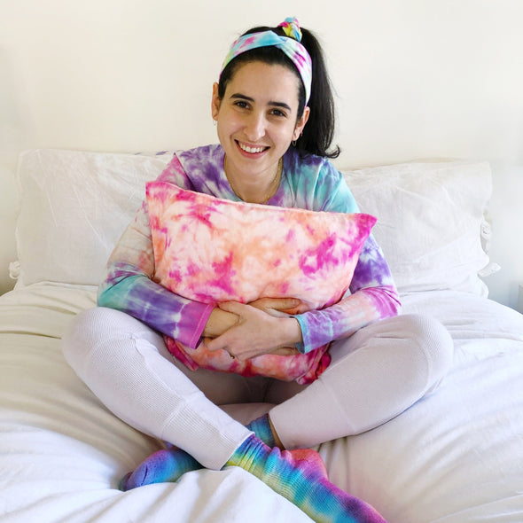 Sleepover Dyeable Bundle - Throw Pillowcase, Scrunchie & Adult Socks Dyeable The Neon Tea Party