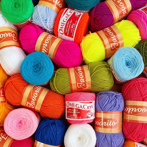 The Double Yarn Rainbow - Omegacryl (50) & Favorito (44) Yarn Omega