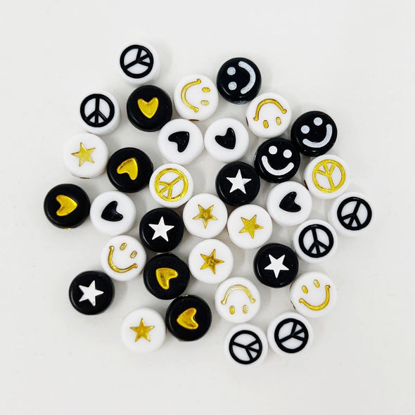 Peace, Love & Happiness Round Bead Mix Beads The Neon Tea Party Monochromatic Mix