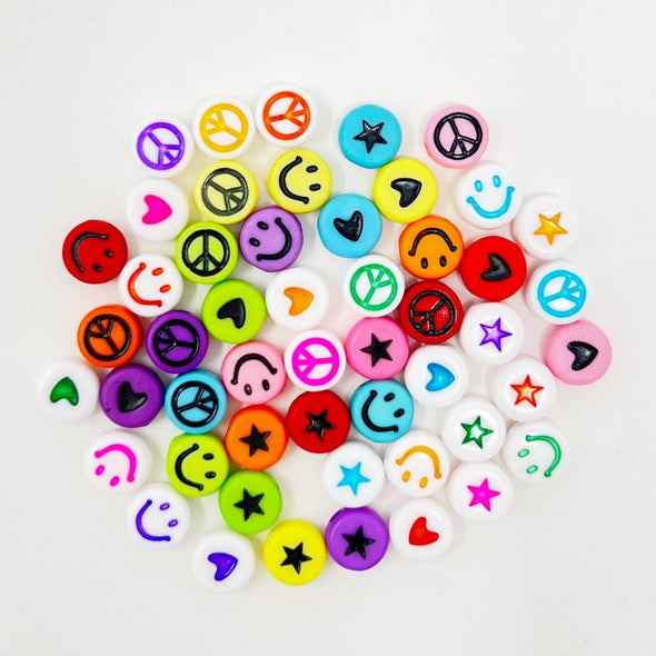 Peace, Love & Happiness Round Bead Mix Beads The Neon Tea Party Multicolor Mix