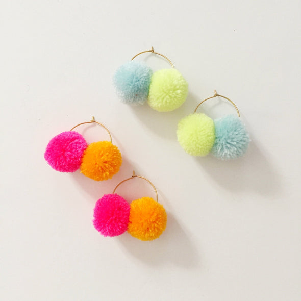 Hoop Earrings, 1" The Neon Tea Party