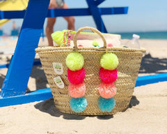the neon tea party pom pom tote basket diy