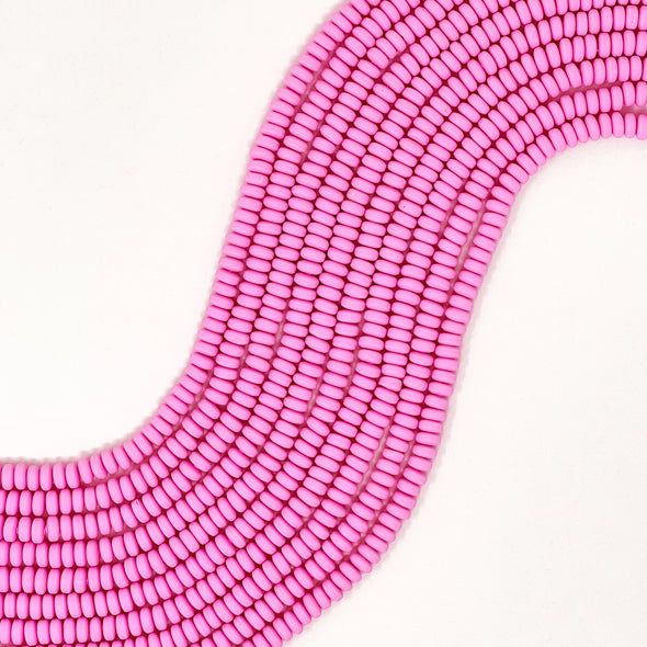 Polymer Clay Rondelle Beads, 6mm - Cotton Candy Pink